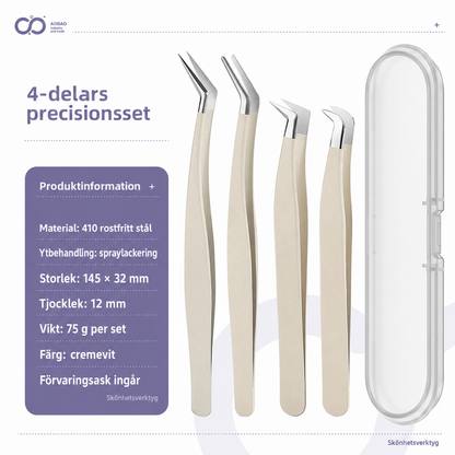 Precision Lash Tweezer Set – 4 delar